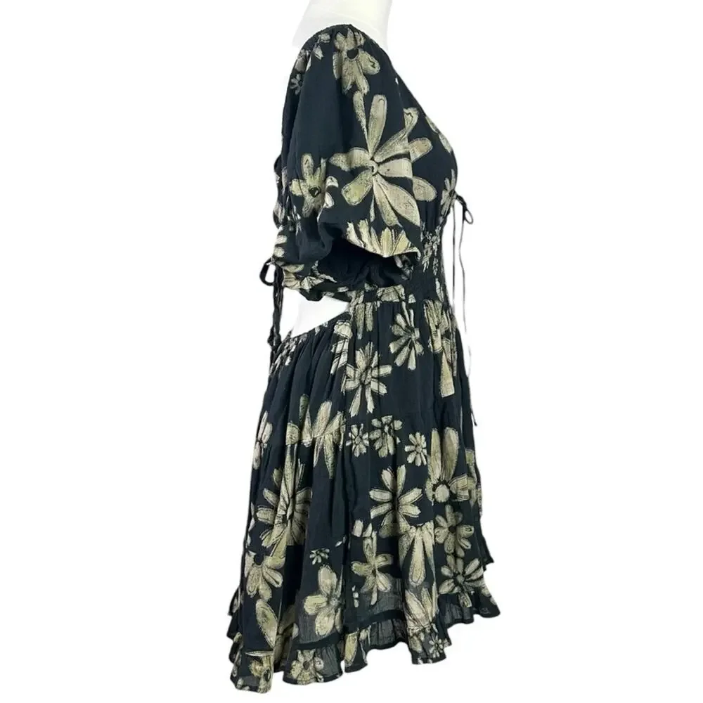 Free People Bohemian Floral Flutter Sleeve Perfect Day Printed Mini Dress Medium - Picture 11 of 16